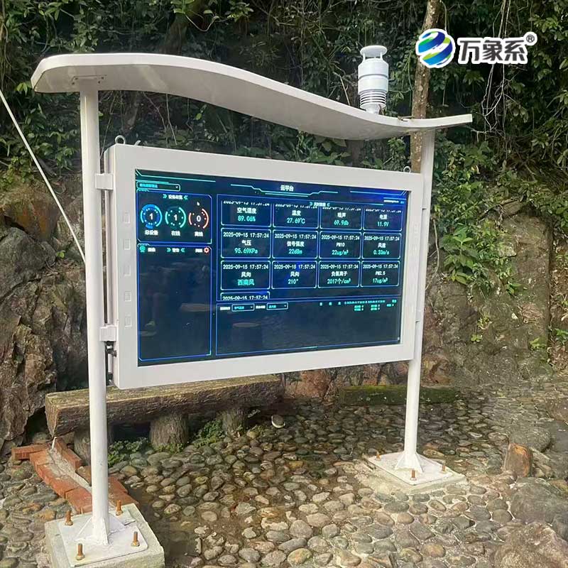 Full-color screen negative oxygen ion monitoring station: A poetic Dialogue between nature and technology